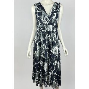 Coldwater Creek Indigo Print Mesh Dress Women 8 NWT $100 Stretch Lined Sleeveles